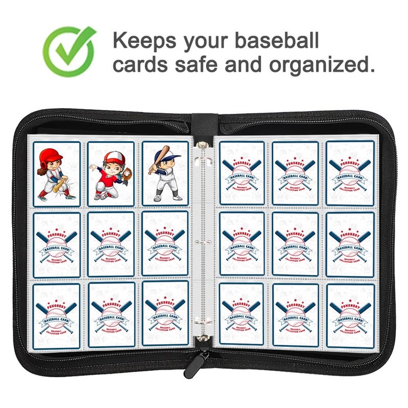 POKONBOY 900 Pockets Baseball Card Binder for Baseball Trading Cards, Display Case with Baseball Card Sleeves Card Holder Protectors Set for Football Card and Sports Card - Image 5